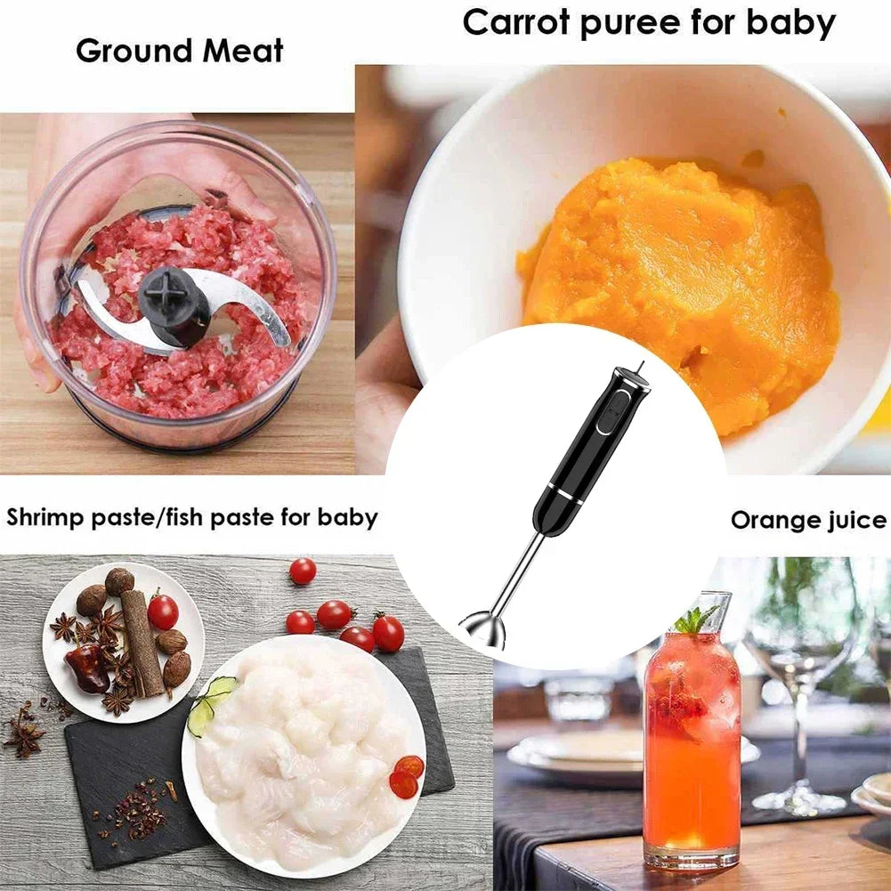 4 in 1 Electric Stick Hand Blender 500W Food Processor 2 Mix Speed Egg Whisk Mixer Juicer Meat Grinder Handheld Stick Mixer Set