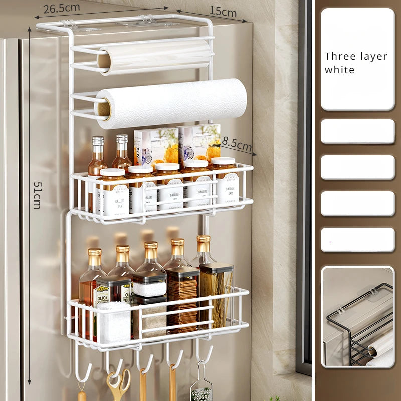 Kitchen Refrigerator Side Shelf Spice Storage Rack Space Saving Kitchen Fridge Shelf Rack Refrigerator Kitchen Organizer Shelf
