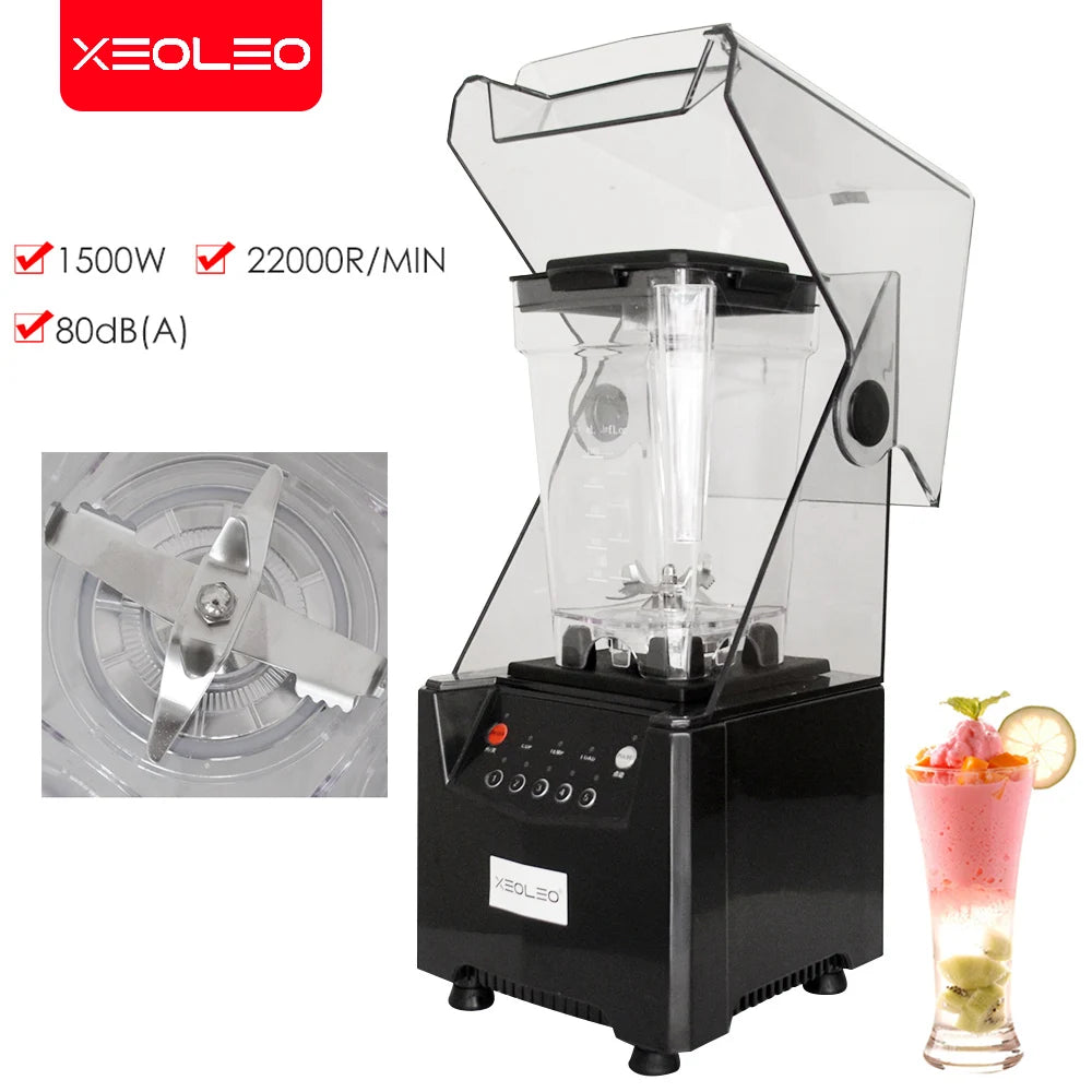 Food Blender Commercial Blender 1500W Sound Insulation Food Processor Smoothie Maker Mute Juicing Machine Food Mixer