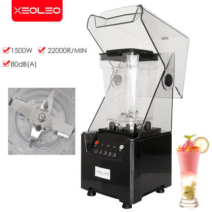 Food Blender Commercial Blender 1500W Sound Insulation Food Processor Smoothie Maker Mute Juicing Machine Food Mixer