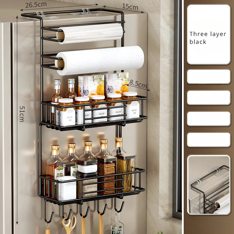 Kitchen Refrigerator Side Shelf Spice Storage Rack Space Saving Kitchen Fridge Shelf Rack Refrigerator Kitchen Organizer Shelf